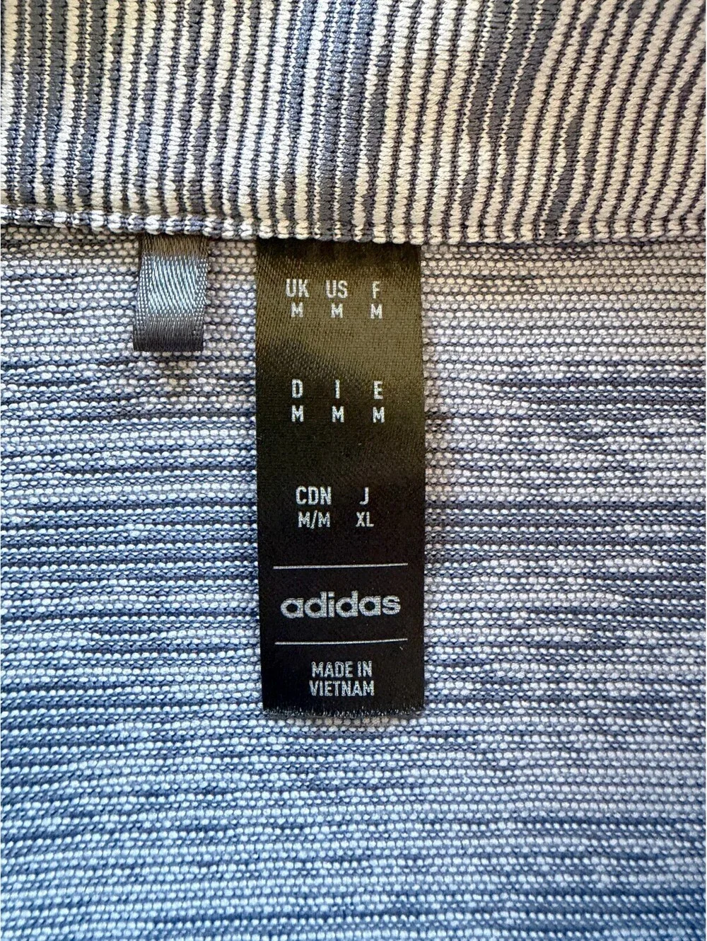 Adidas Golf Polo Shirt Men’s Medium Blue White Striped Short Sleeve Performance